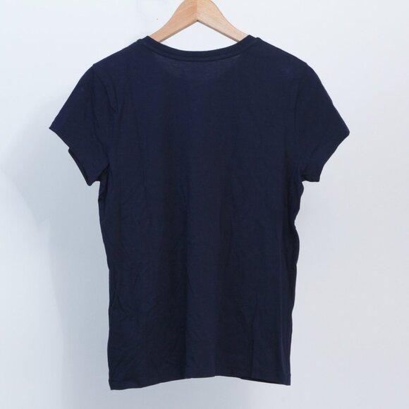 NWT Polo Ralph Lauren Gold Sequin POLO Logo Womens Navy Cotton T-Shirt, Small - Picture 2 of 10